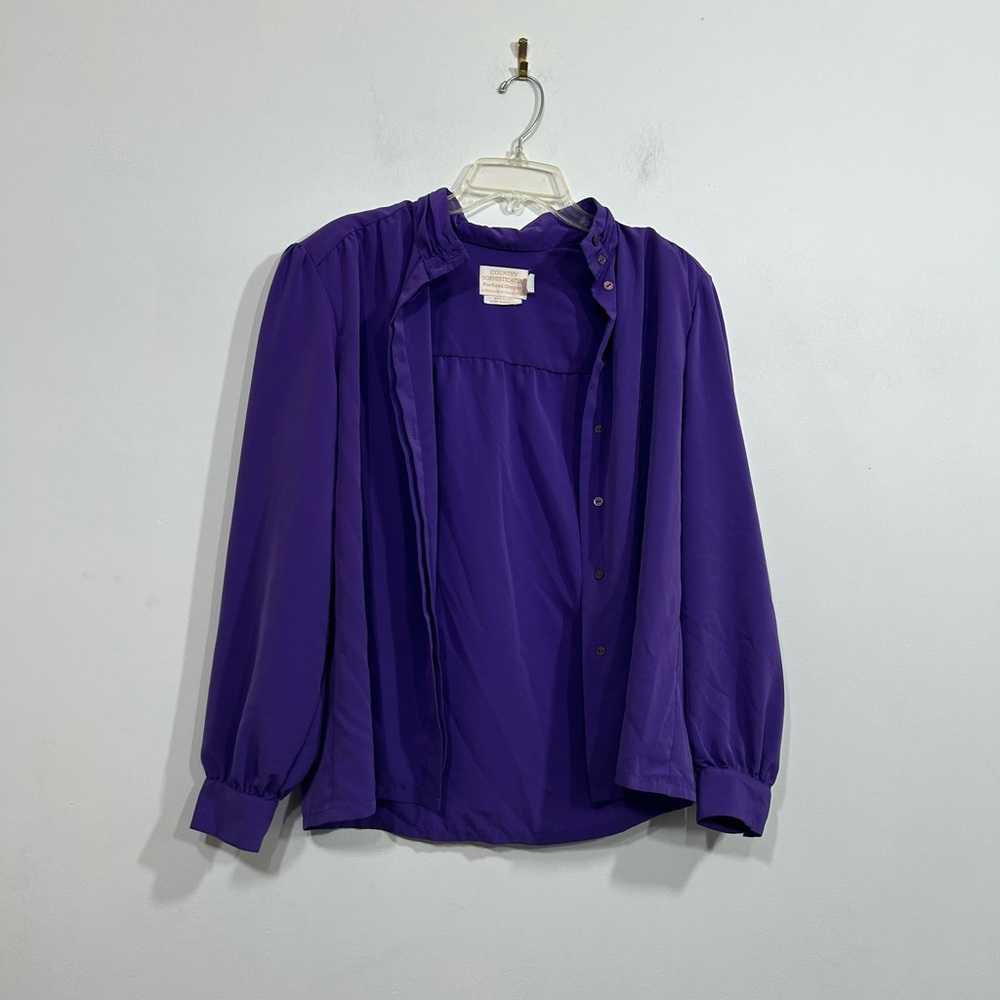 Country Sophisticates Bright Purple Shear Blouse Women’s Size Small